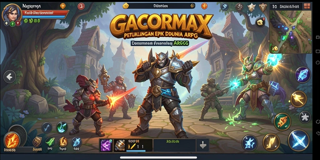 Tangkapan layar GACORMAX menunjukkan aksi pertarungan yang mendebarkan di dunia yang indah.