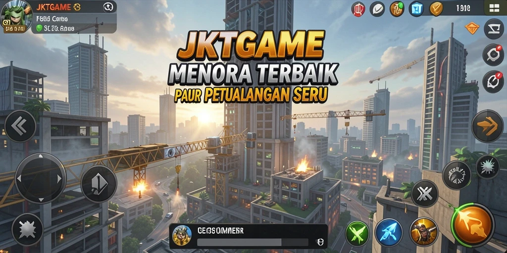 Screenshot gameplay JKTGAME menampilkan aksi pertahanan menara yang seru.