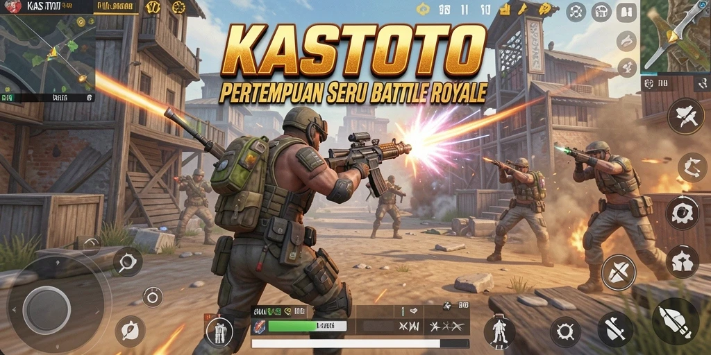 Screenshot KASTOTO menampilkan intensitas aksi pertempuran Battle Royale.
