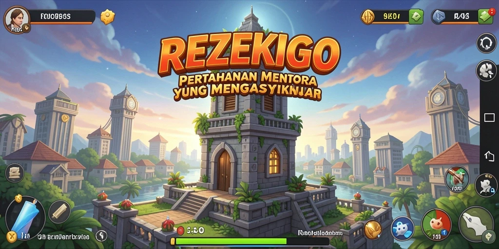 Tampilan menarik dalam gameplay Tower Defense REZEKIGO dengan menara strategis.