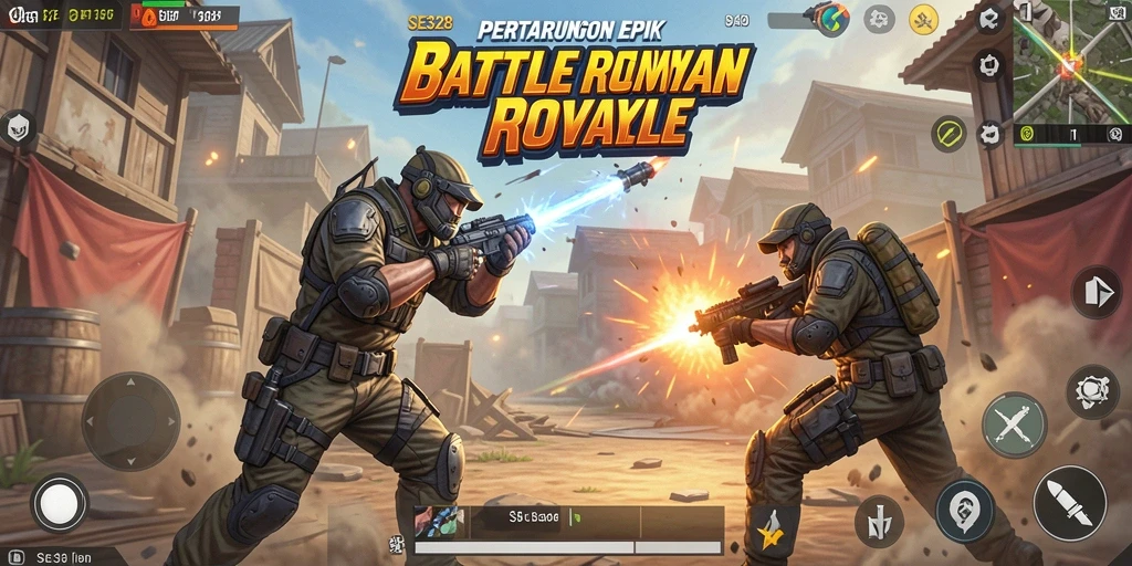 Tangkapan layar SE328 memperlihatkan aksi pertempuran dalam game Battle Royale.