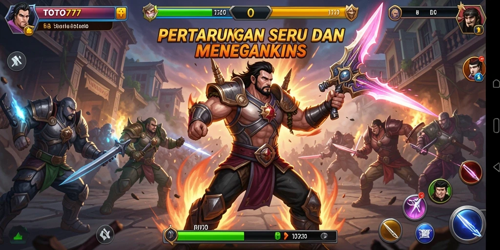 Screenshot gameplay TOTO777 menampilkan aksi pertarungan yang intens.